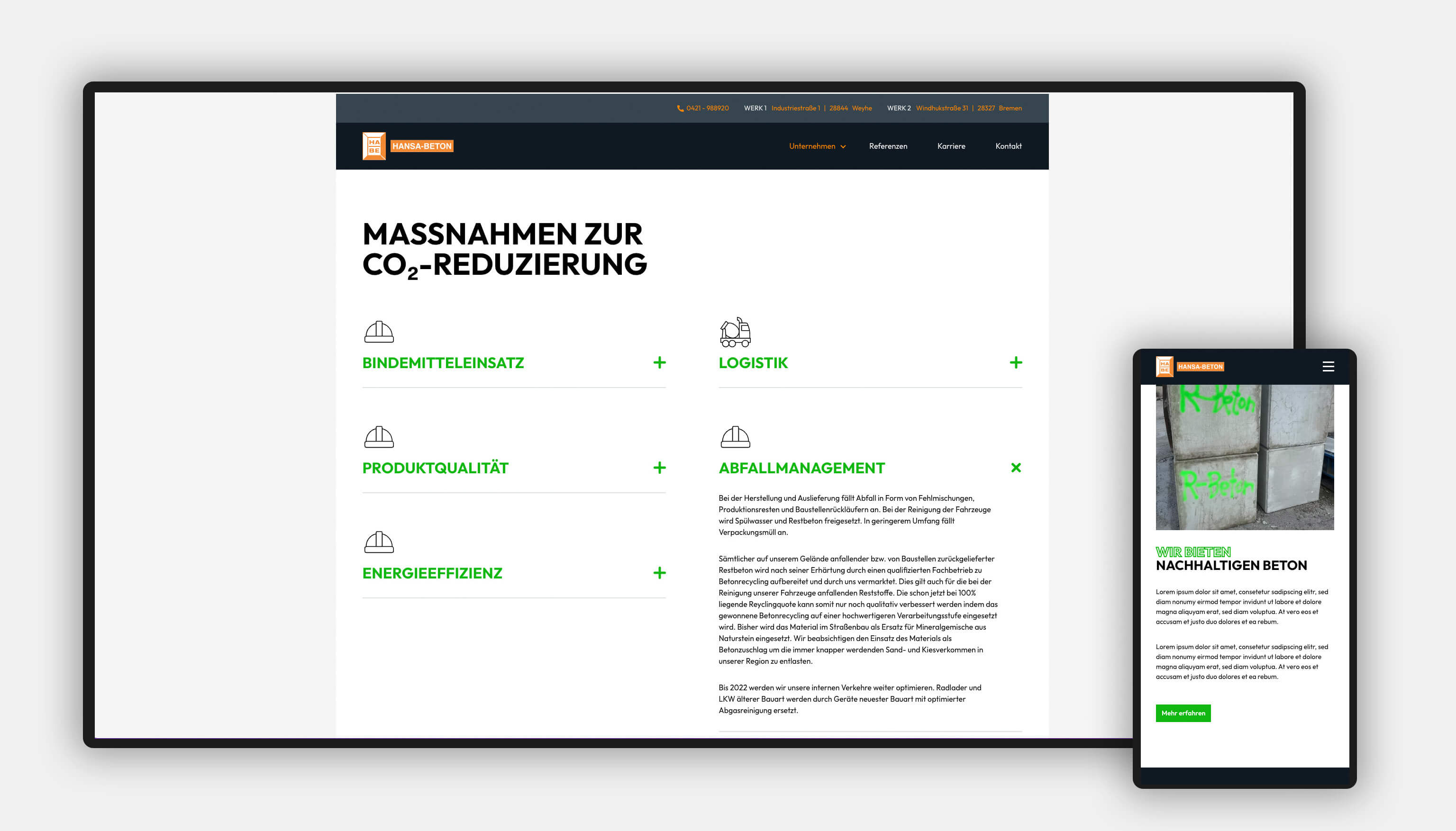 Der neue Look der Webseite